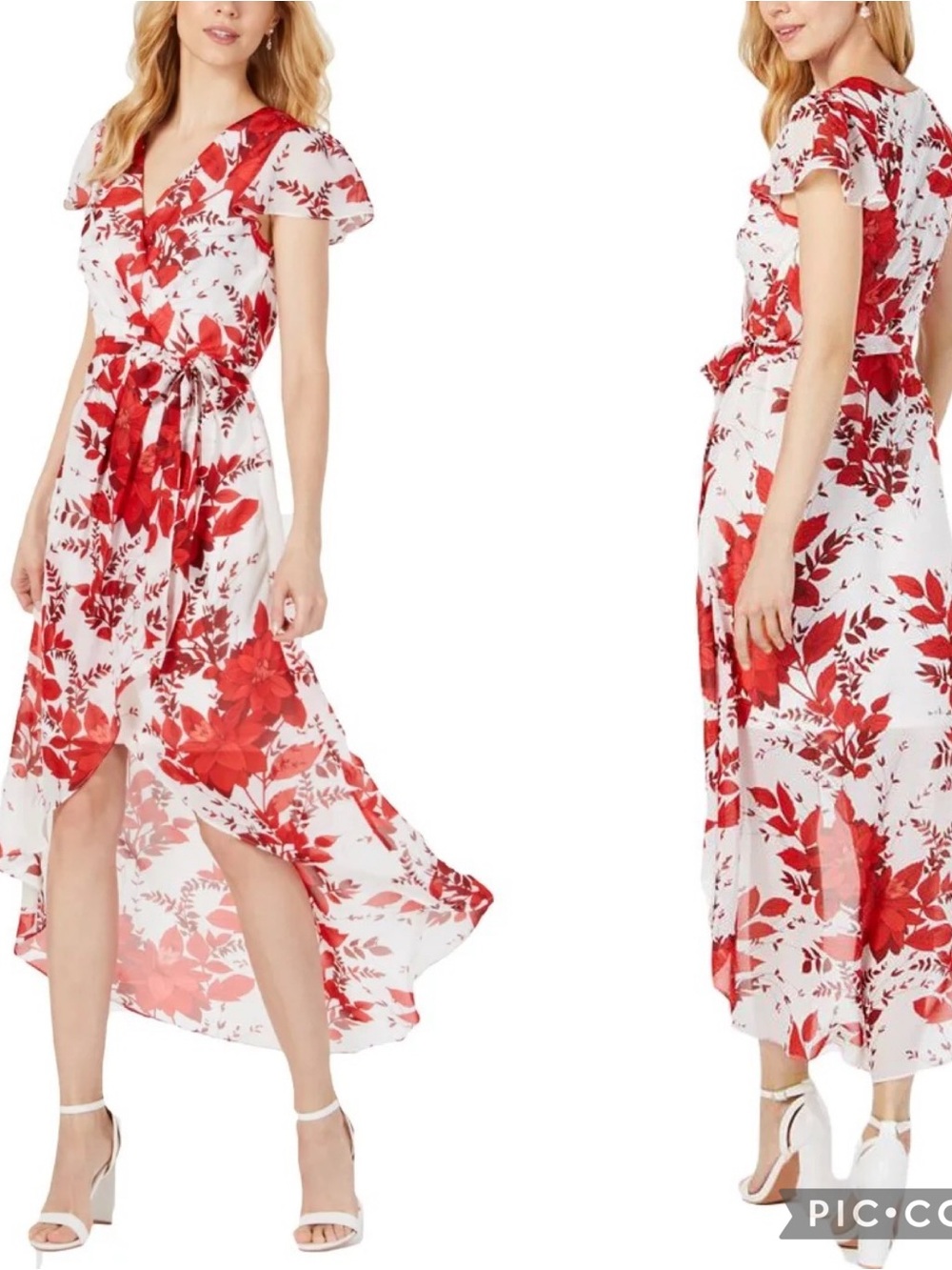 Julia Jordan high low floral wrap dress with Red Floral Print size 6